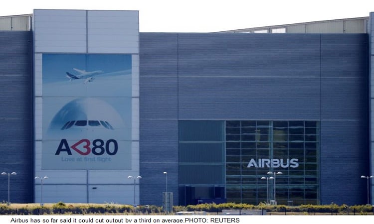 Airbus sees output down 40% percent for two years as job cuts loom