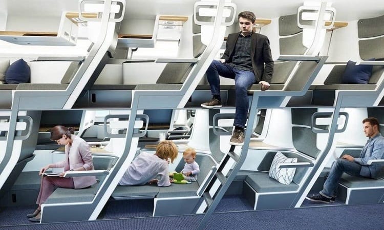 New double-decker aeroplane seat design could see economy passengers lie flat